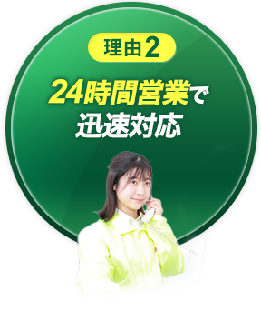 理由2　24時間営業で迅速対応