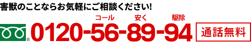 害獣のことならお気軽にご相談ください　0120-56-89-94
